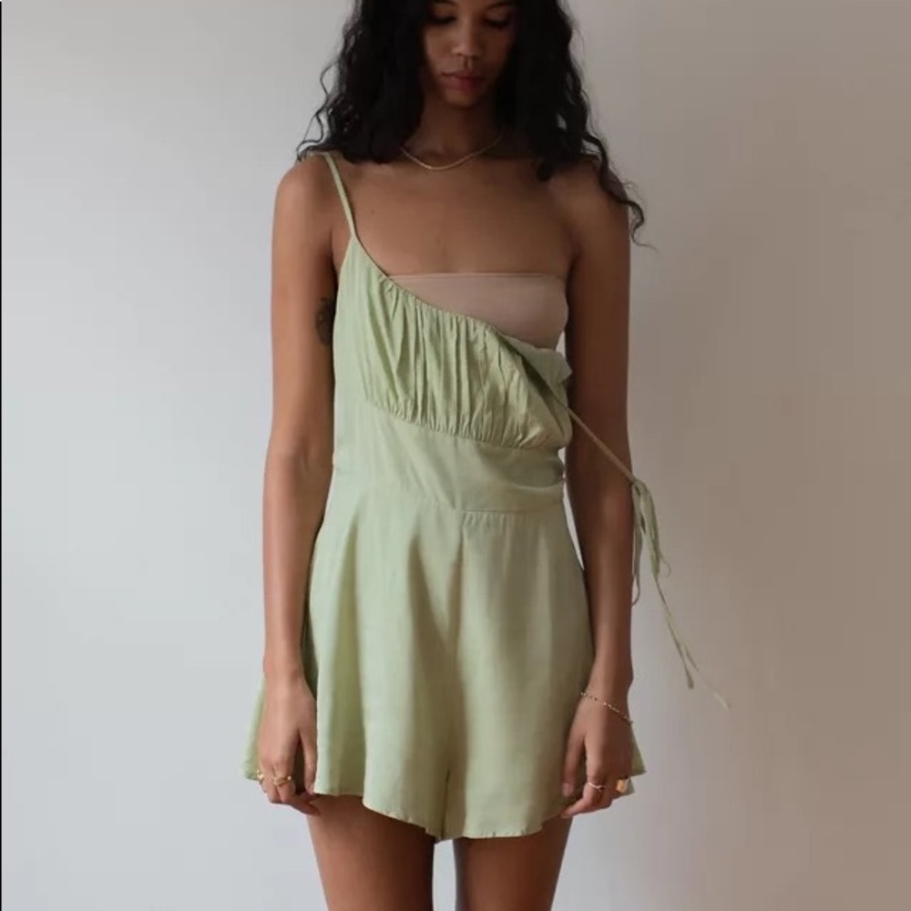 Urban Outfitters Cassidy Ruched Tie-Shoulder Romper